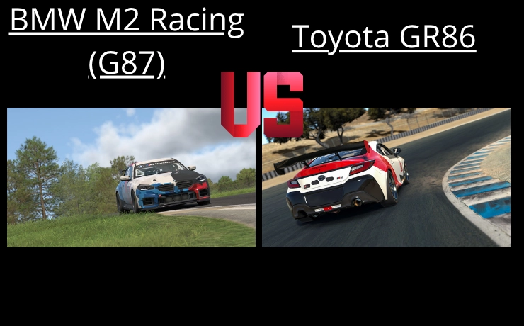 Imagen del BMW M2 vs el Toyota GR86 de iRacing