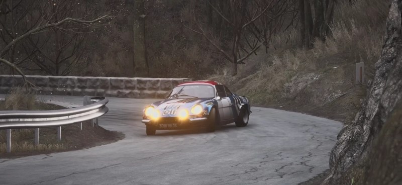 alpine a110 en assetto corsa rally haciendo drift
