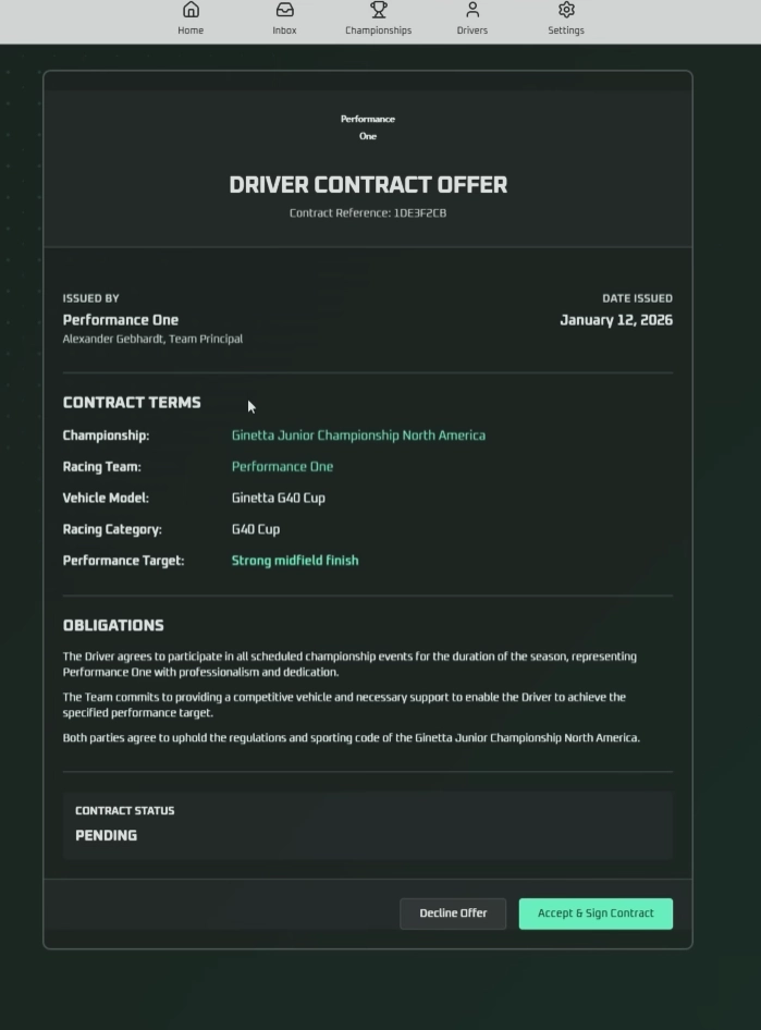 Race pace Automobilista 2: el mod que añade un modo carrera al simulador 5 Un contrato de piloto en el mod de automobilista 2 Race Space