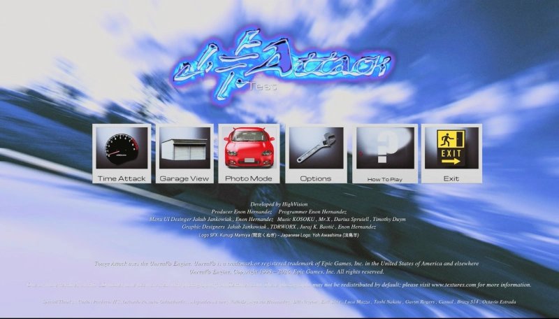 Touge Attack: el juego que quiere recuperar la esencia del touge japonés de los años 90 1 Menú de touge attack